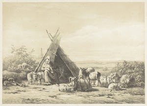 Familie bij een herdershut