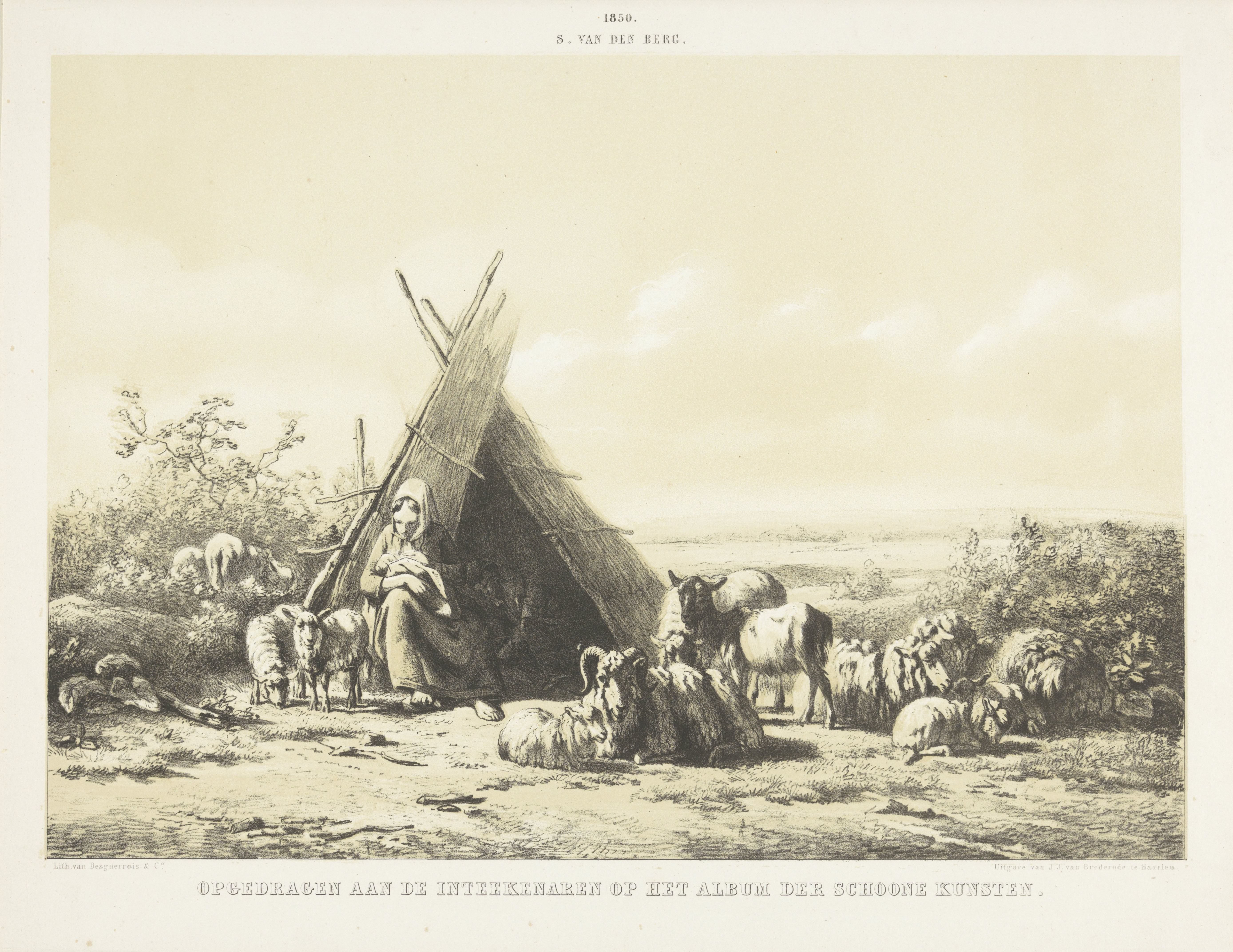 Familie bij een herdershut by Simon van den Berg