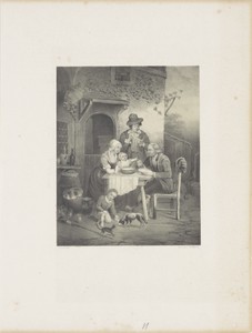 Familie buiten aan tafel