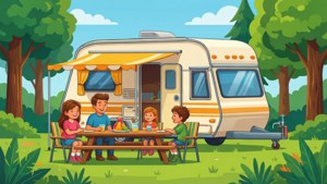 Family Camping Vector