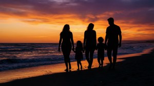 Family Silhouette Sunset