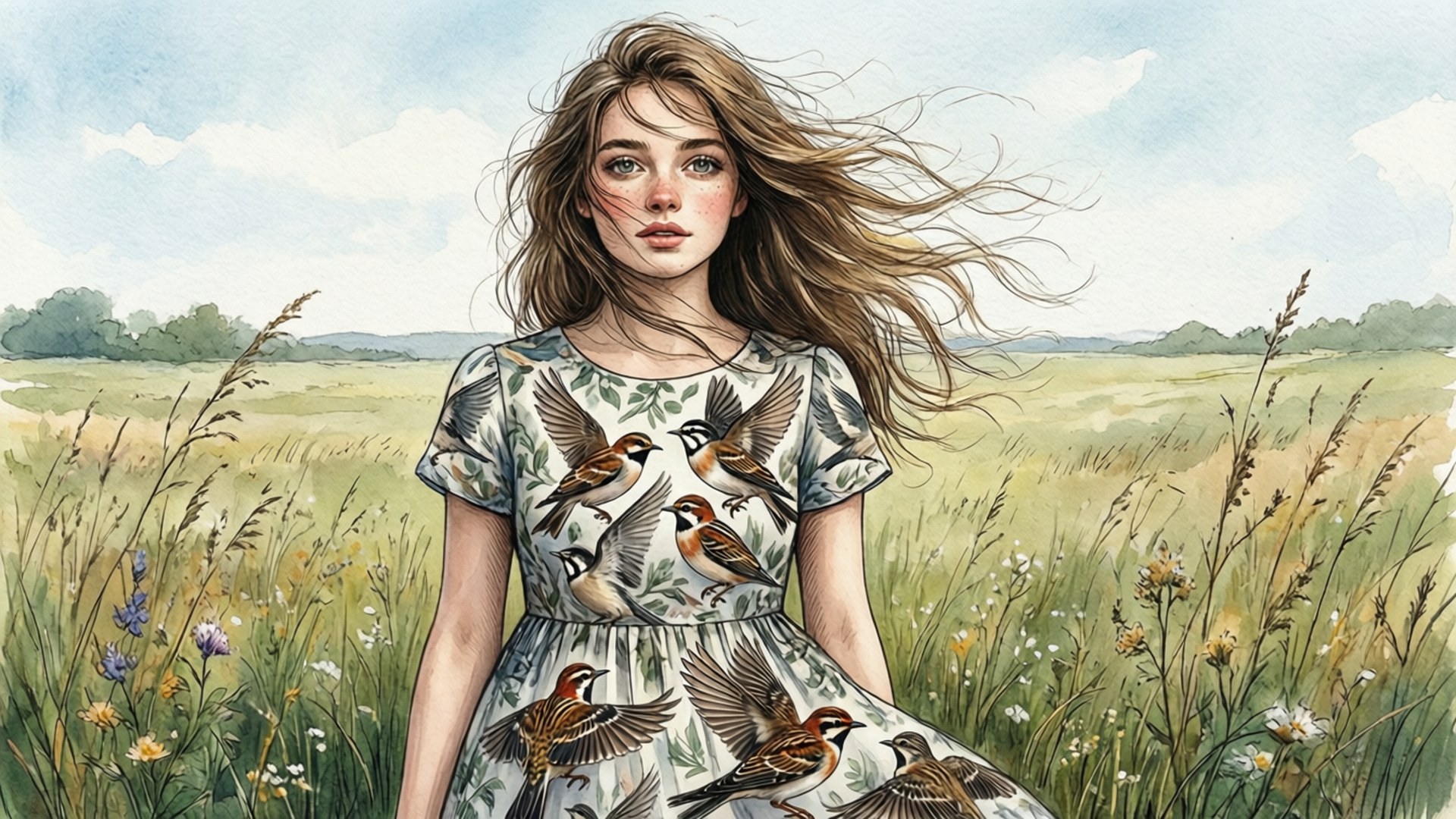 Fanny in the Meadow by Wallpapers.art Studio