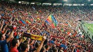 Fans Wave Scarves
