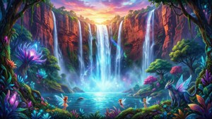 Fantasy Angel Falls Illustration