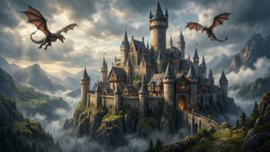 Fantasy Castle on Cliff