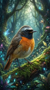 Fantasy Redstart Digital Painting