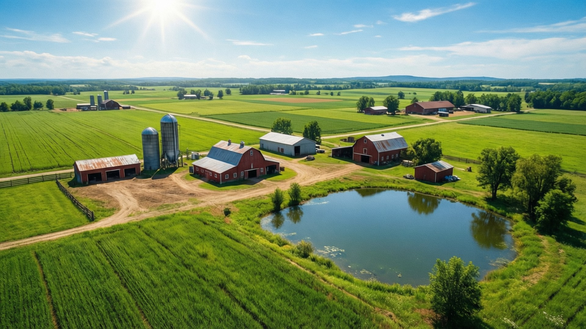Farm from Above by Wallpapers.art Studio