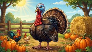 Farm Turkey with Pumpkins