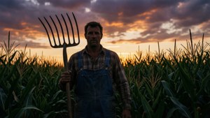 Farmer Silhouette Dusk