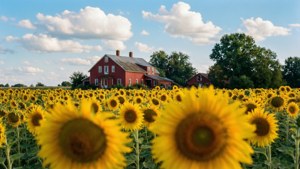 Farmhouse Sunflower Field