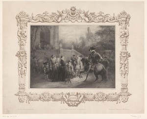 Feestgezelschap komt aan bij een paleis