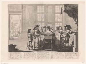 Feestmaal van de rijke man (Dives) met Lazarus bedelend aan de deur