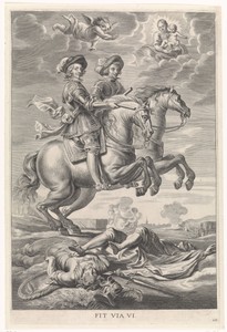 Ferdinand van Oostenrijk met Ferdinand, koning van Bohemen en Hongarije, te paard bij de overwinning bij Nördlingen