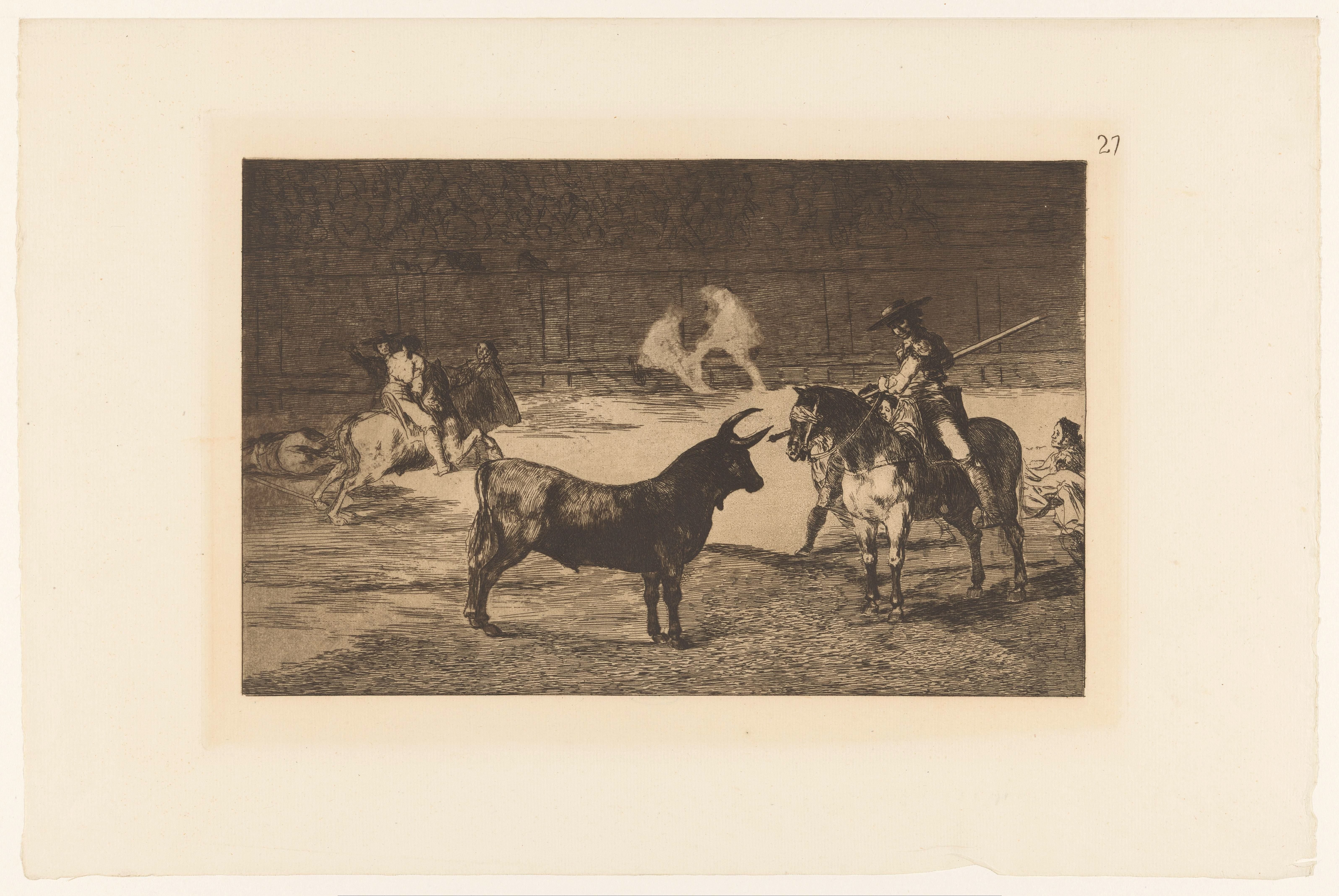 Fernando del Toro daagt een stier uit by Francisco de Goya