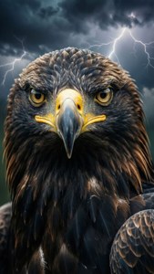 Fierce Eagle Portrait in Storm