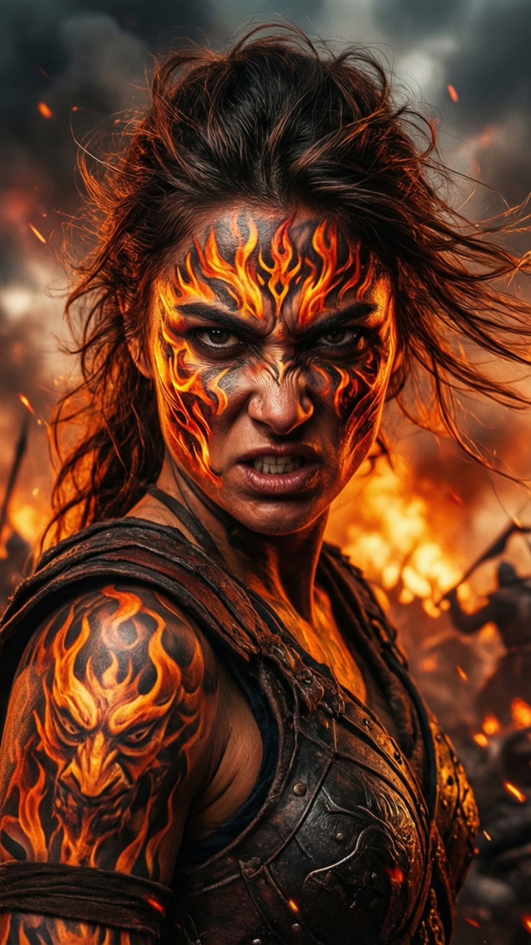 Fierce Fire Warrior by Wallpapers.art Studio