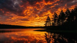 Fiery Sunset at Ake Loba Lake