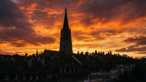 Fiery Sunset Over Old Town