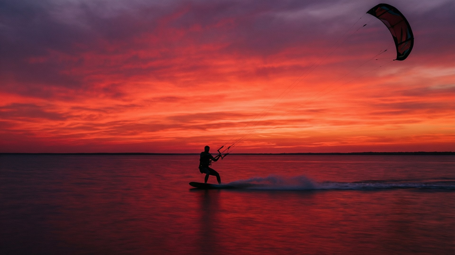 Fiery Sunset Silhouette by Wallpapers.art Studio