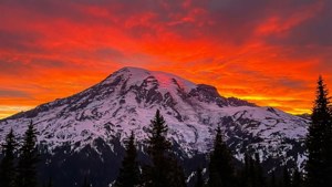Fiery Sunset Snow