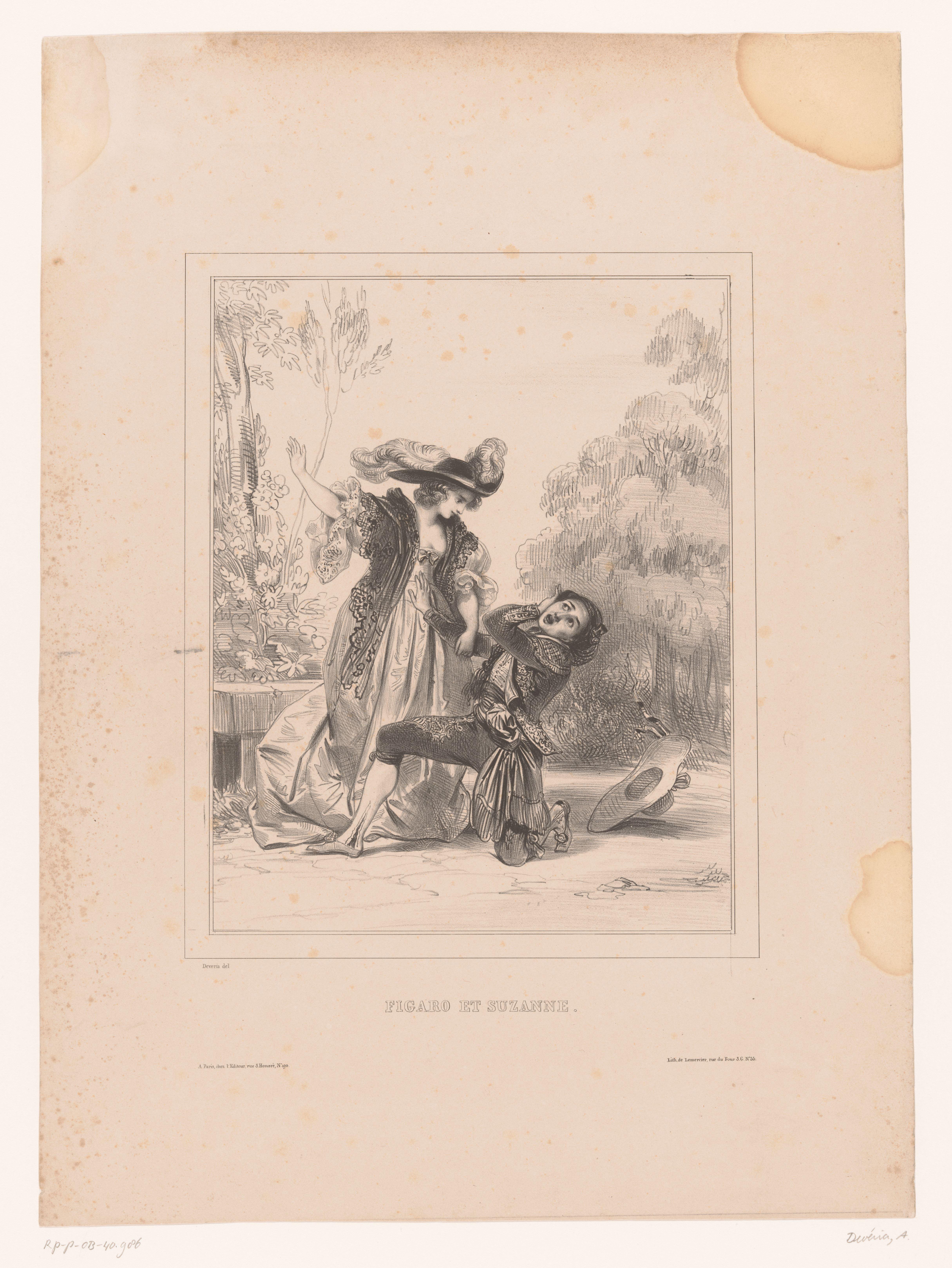 Figaro en Suzanne uit Le Mariage de Figaro by Achille Devéria