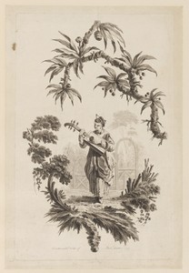Figure Playing Musical Instrument Under Bough