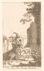 Figuren bij ruïnes en sculpturen