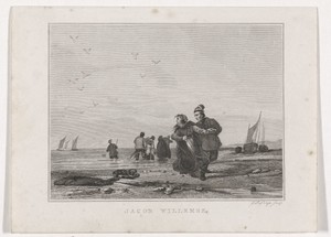 Figuren dragen een drenkeling aan land