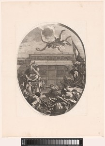 Figuren in aanbidding voor Justitia