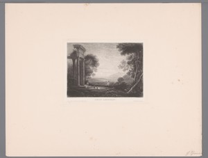 Figuren in een geïdealiseerd landschap met een ruïne