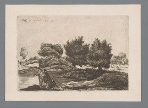 Figuren in een landschap met wilgen