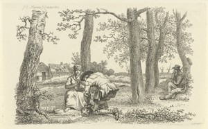 Figuren tussen bomen