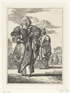 Figures à la mode, no. 2: gesluierde dame