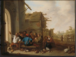 Figures before a Village Inn