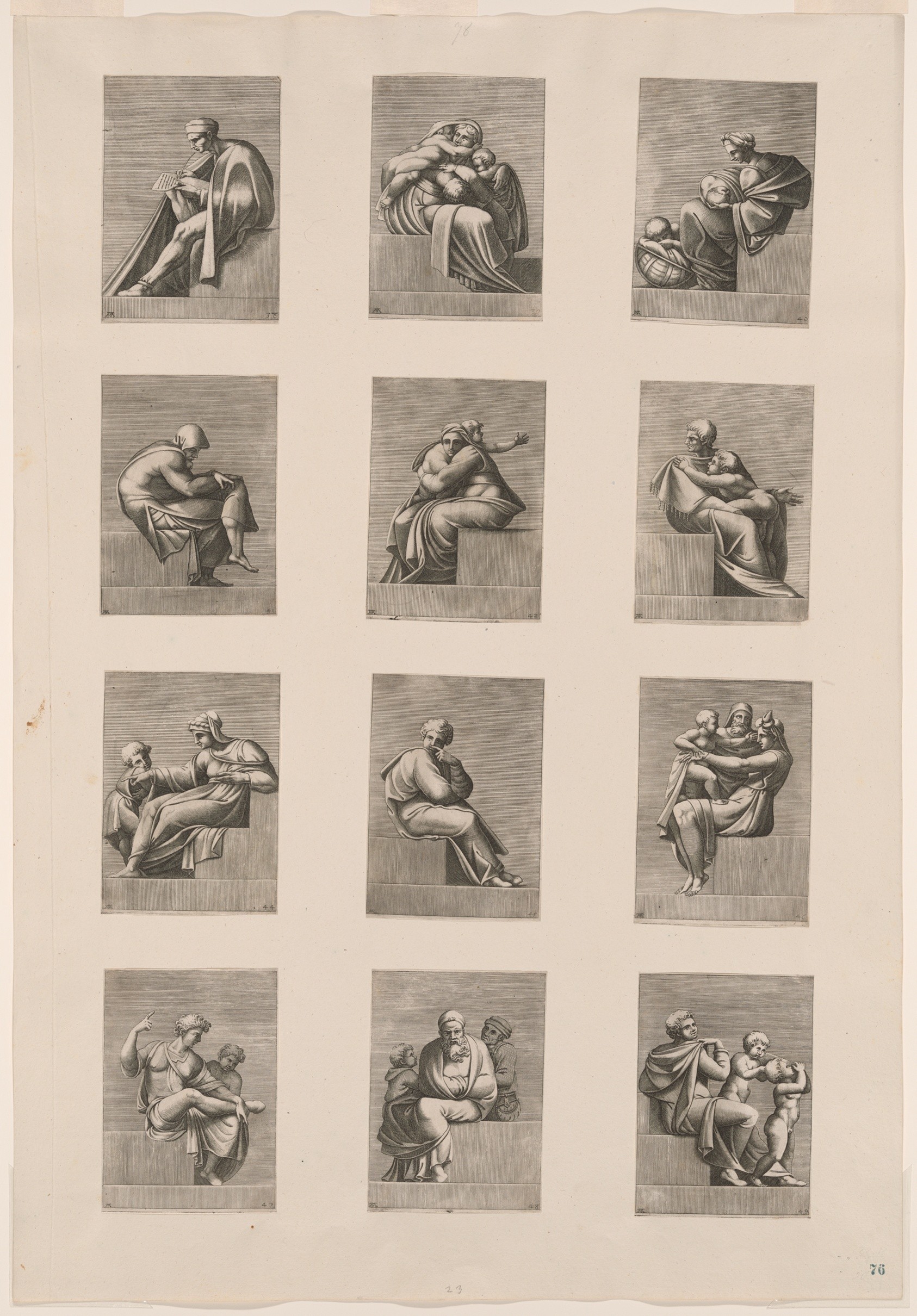 Figures from the Ceiling of the Sistine Chapel by Adamo Scultori