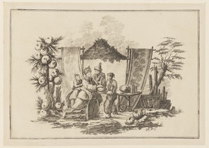 Figures with a Squash, from "Nouveau Cahier de Six Feuilles De Différents Sujets Chinois Historiés"