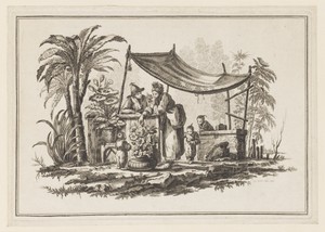 Figures with a Vase of Flowers, from "Nouveau Cahier de Six Feuilles De Différents Sujets Chinois Historiés"