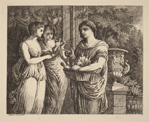 Figurine Seller with Two Girls
