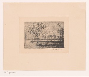 Figuur met hengel aan de waterkant