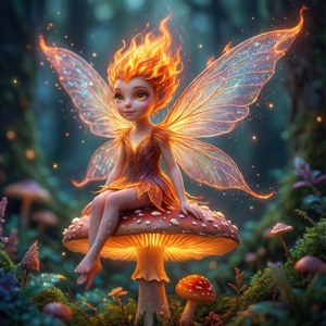 Fire Fairy in Forest