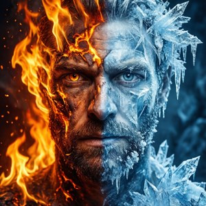 Fire Ice Split Face