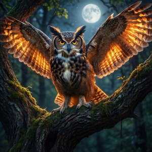 Fire Owl Moonlight