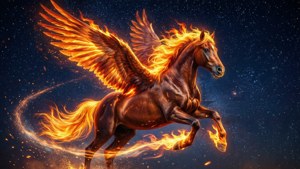 Fire Pegasus Starry Sky