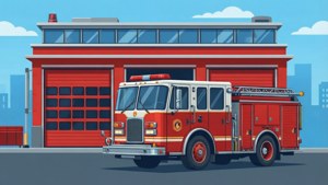 Fire Station Vector Flat