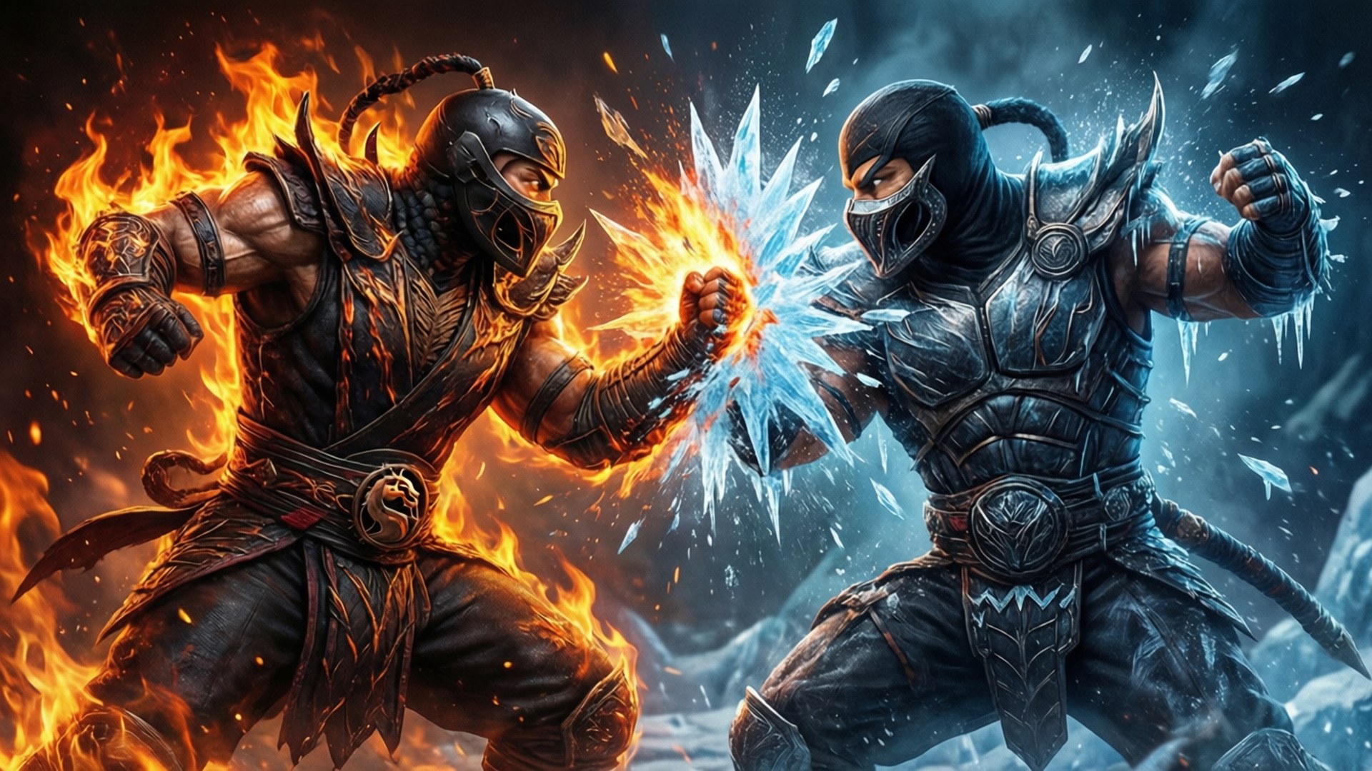 Fire vs Ice Clash by Wallpapers.art Studio