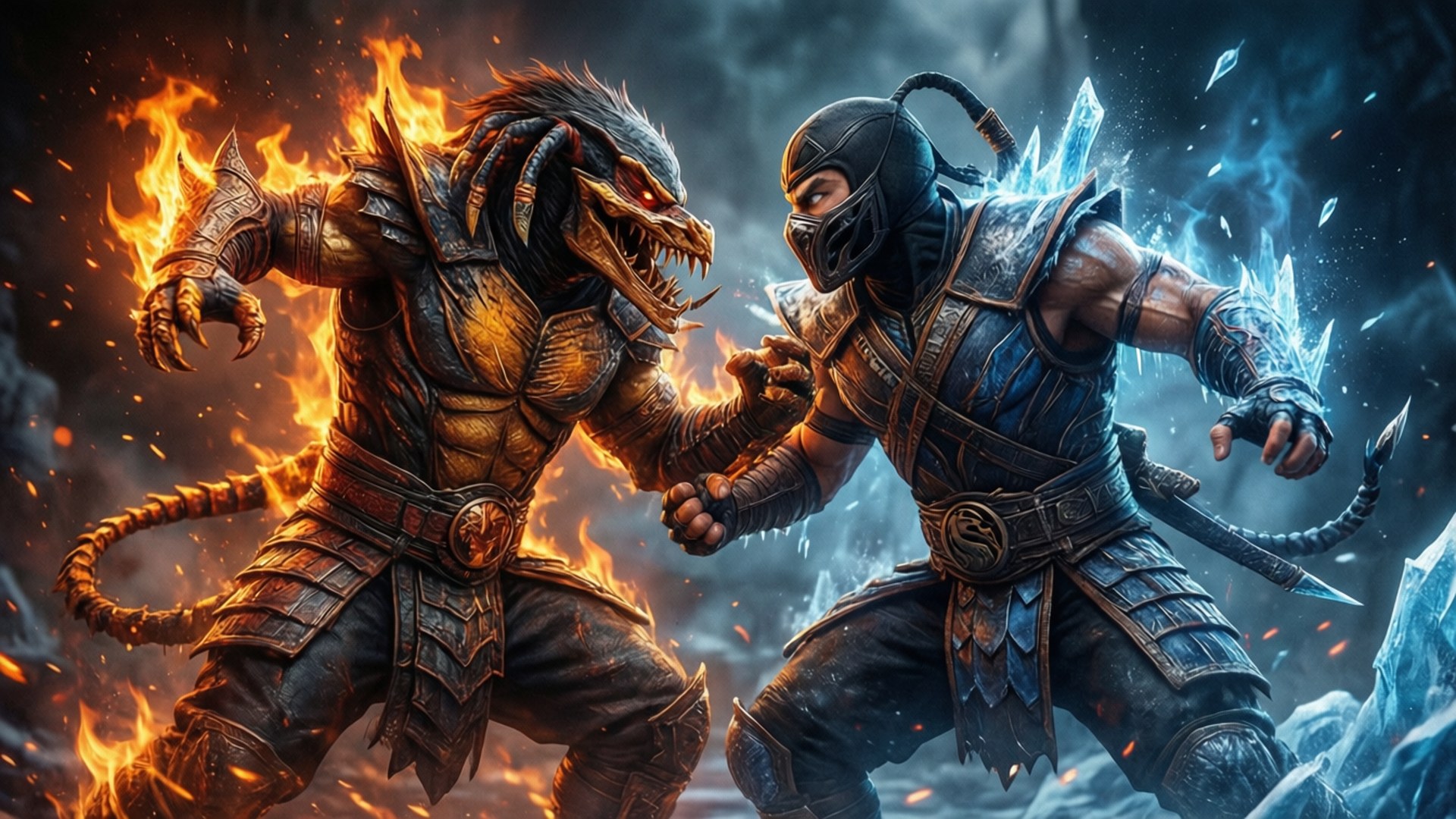 Fire vs Ice Duel by Wallpapers.art Studio