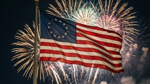 Fireworks and Flag