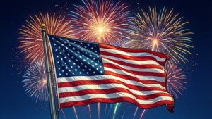 Fireworks and Flag