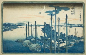 First Cuckoo of the Year at Tsukuda Island (Tsukudajima, hatsu hototogisu), from the series "Famous Views of the Eastern Capital (Toto Meisho)"