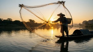 Fisherman Casting Net